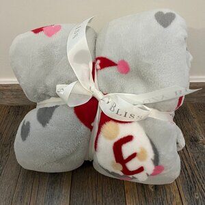 Gray Valentine's Day Gnome Plush Throw Blanket - NWT